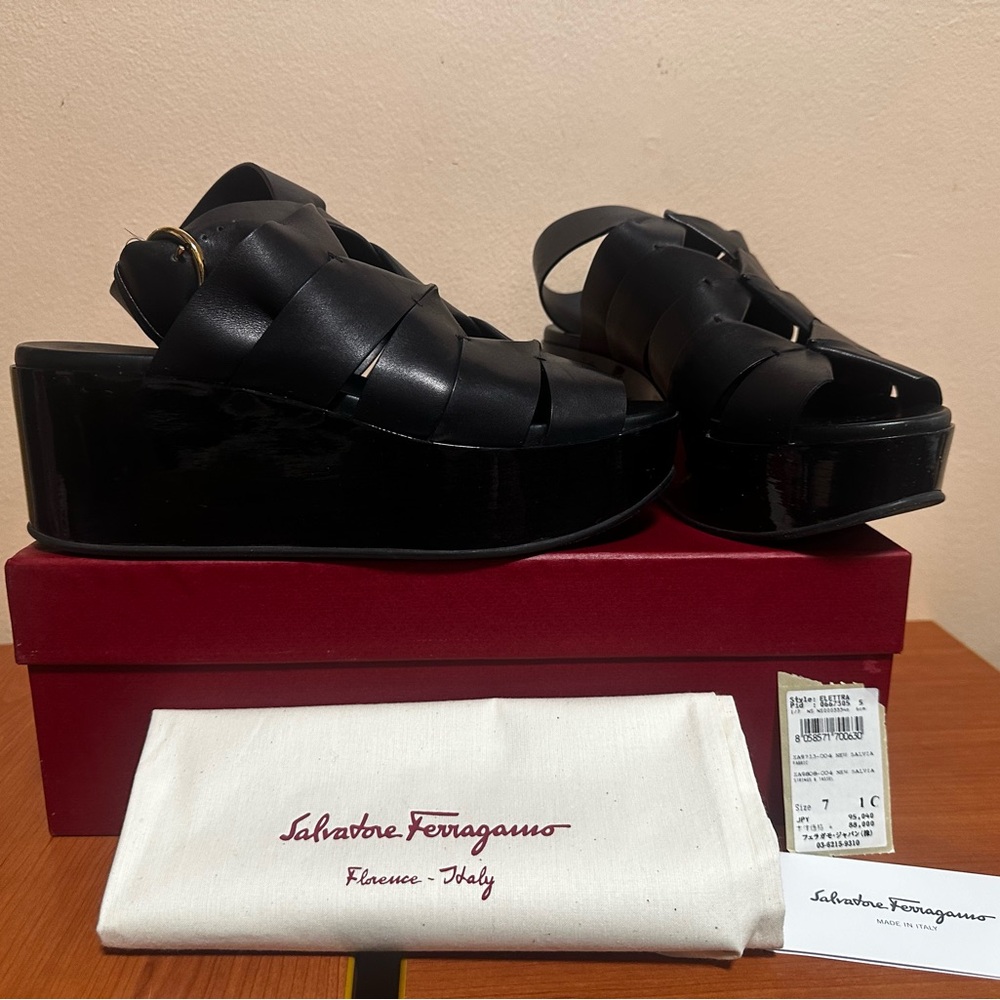 Salvatore Ferragamo Black Platform Sandals